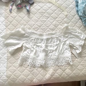 NWT white off the shoulder crop top